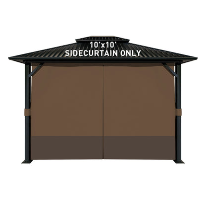 Outdoor Gazebo Curtains, 4 Panels Privacy Sidewall Replacement (Curtain Only) - Brown and Coffee - Aoodor 