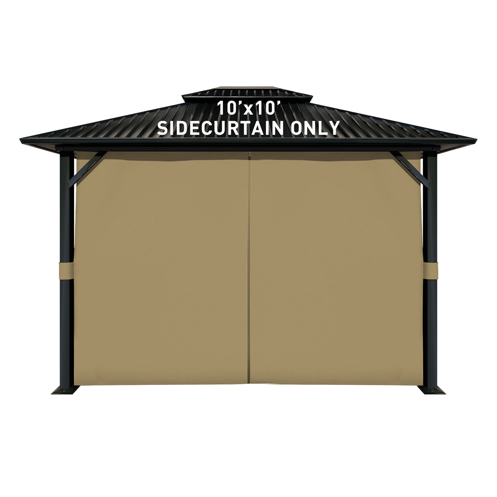 Outdoor Gazebo Curtains, 4 Panels Privacy Sidewall Replacement (Curtain Only) - Khaki - Aoodor 