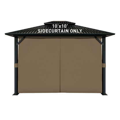 Outdoor Gazebo Curtains, 4 Panels Privacy Sidewall Replacement (Curtain Only) - Light Coffee - Aoodor 