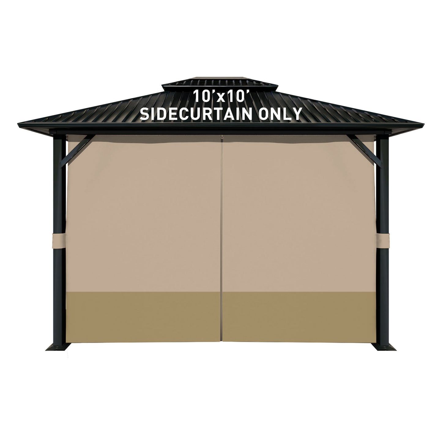 Outdoor Gazebo Curtains, 4 Panels Privacy Sidewall Replacement (Curtain Only) - Sand Yellow and Khaki - Aoodor 