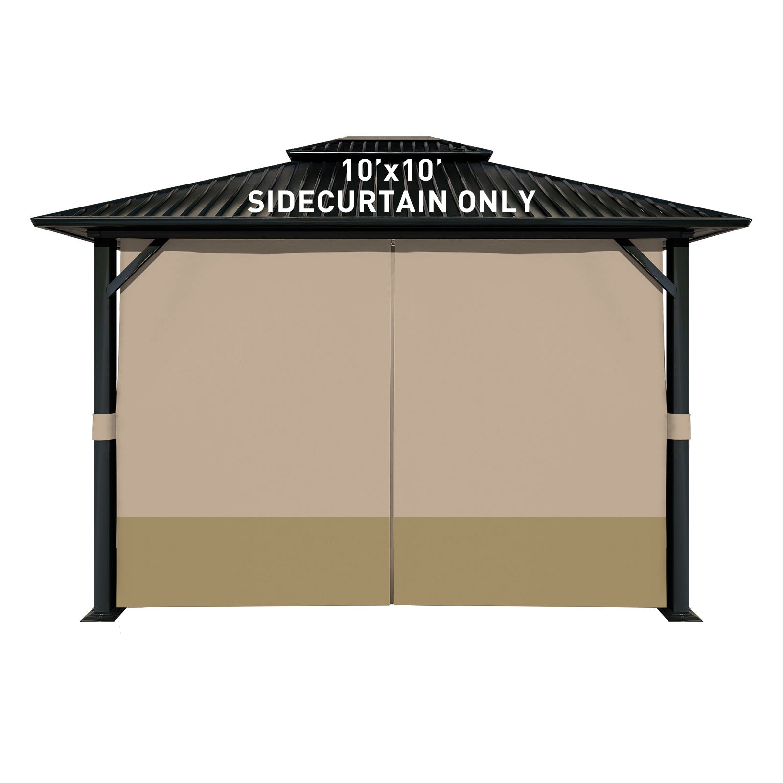 Outdoor Gazebo Curtains, 4 Panels Privacy Sidewall Replacement (Curtain Only) - Sand Yellow and Khaki - Aoodor 