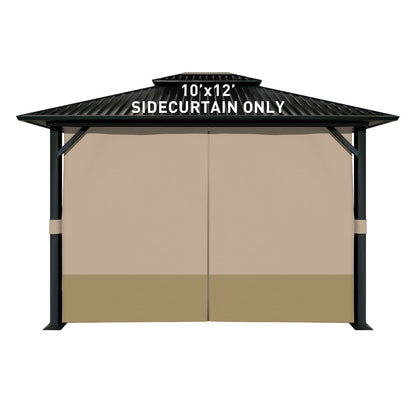 Outdoor Gazebo Curtains, 4 Panels Privacy Sidewall Replacement (Curtain Only) - Sand Yellow and Khaki - Aoodor 