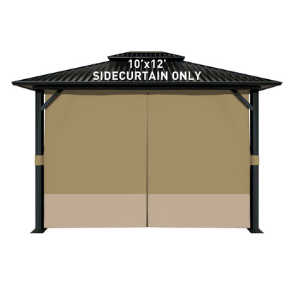 Outdoor Gazebo Curtains, 4 Panels Privacy Sidewall Replacement (Curtain Only) - Khaki and Sand Yellow - Aoodor 
