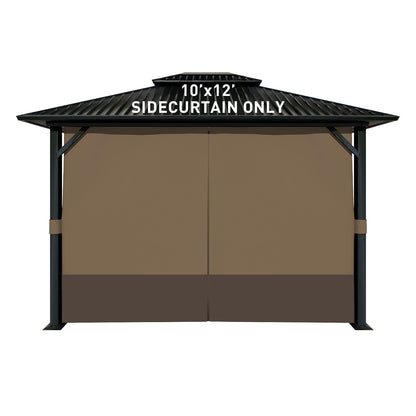 Outdoor Gazebo Curtains, 4 Panels Privacy Sidewall Replacement (Curtain Only) - Light Coffee and Coffee - Aoodor 