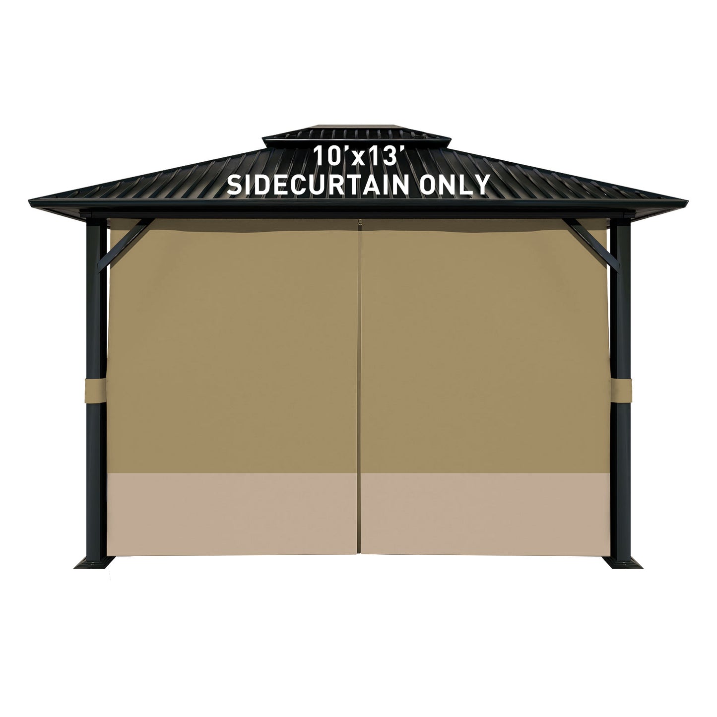 Outdoor Gazebo Curtains, 4 Panels Privacy Sidewall Replacement (Curtain Only) - Khaki and Sand Yellow - Aoodor 