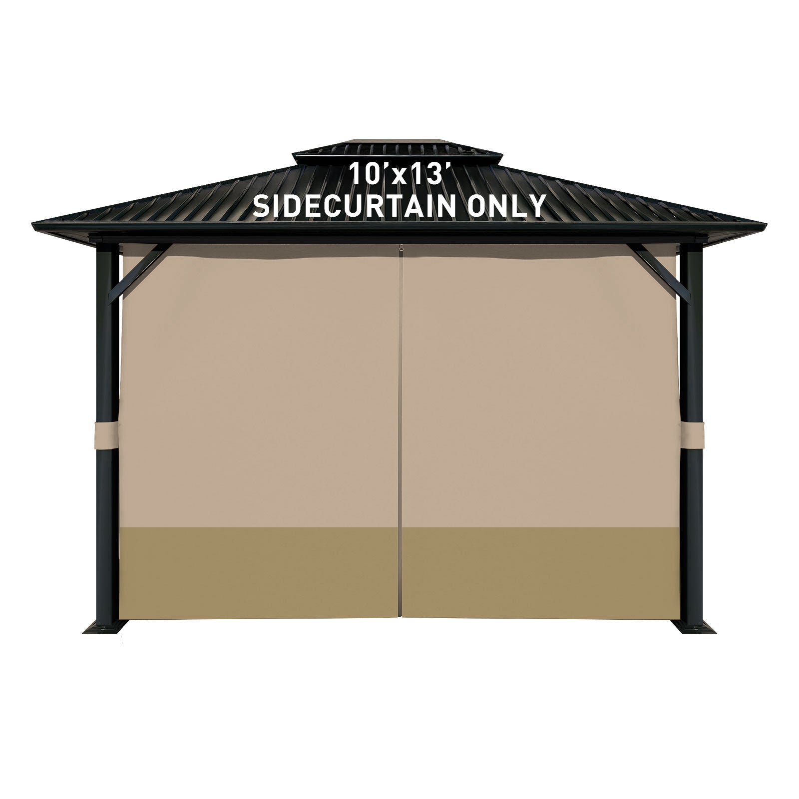 Outdoor Gazebo Curtains, 4 Panels Privacy Sidewall Replacement (Curtain Only) - Sand Yellow and Khaki - Aoodor 