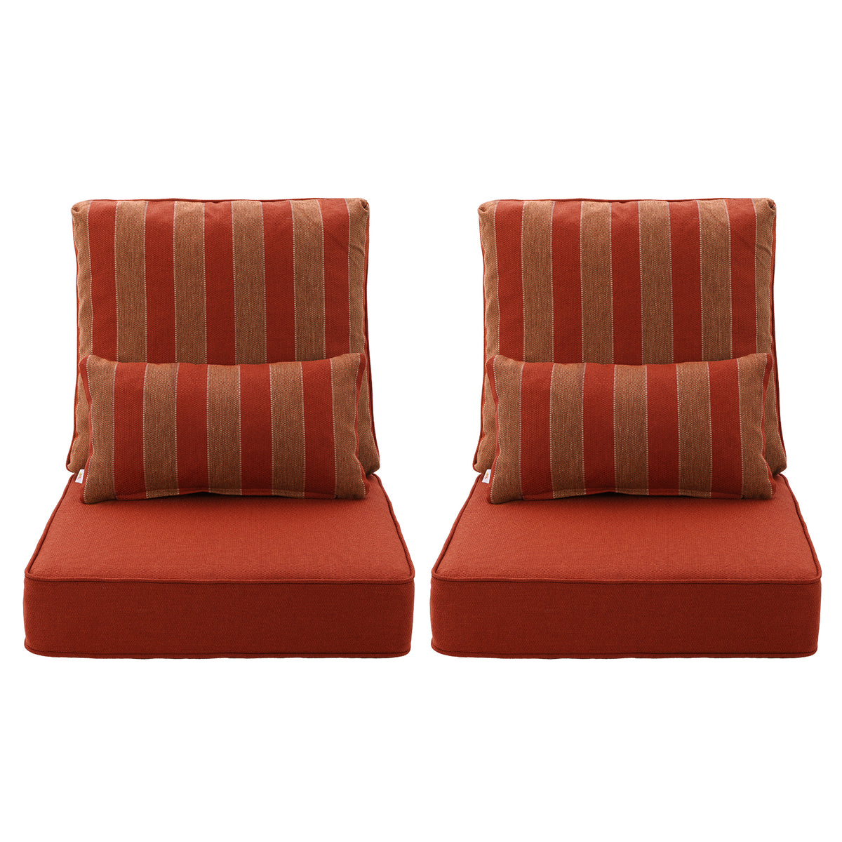 Outdoor Deep Seat Cushion Set with Lumbar Pillow, Wine Red Stripes