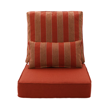 Outdoor Deep Seat Cushion Set with Lumbar Pillow, Wine Red Stripes