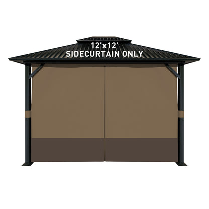 Outdoor Gazebo Curtains, 4 Panels Privacy Sidewall Replacement (Curtain Only) - Light Coffee and Coffee - Aoodor 