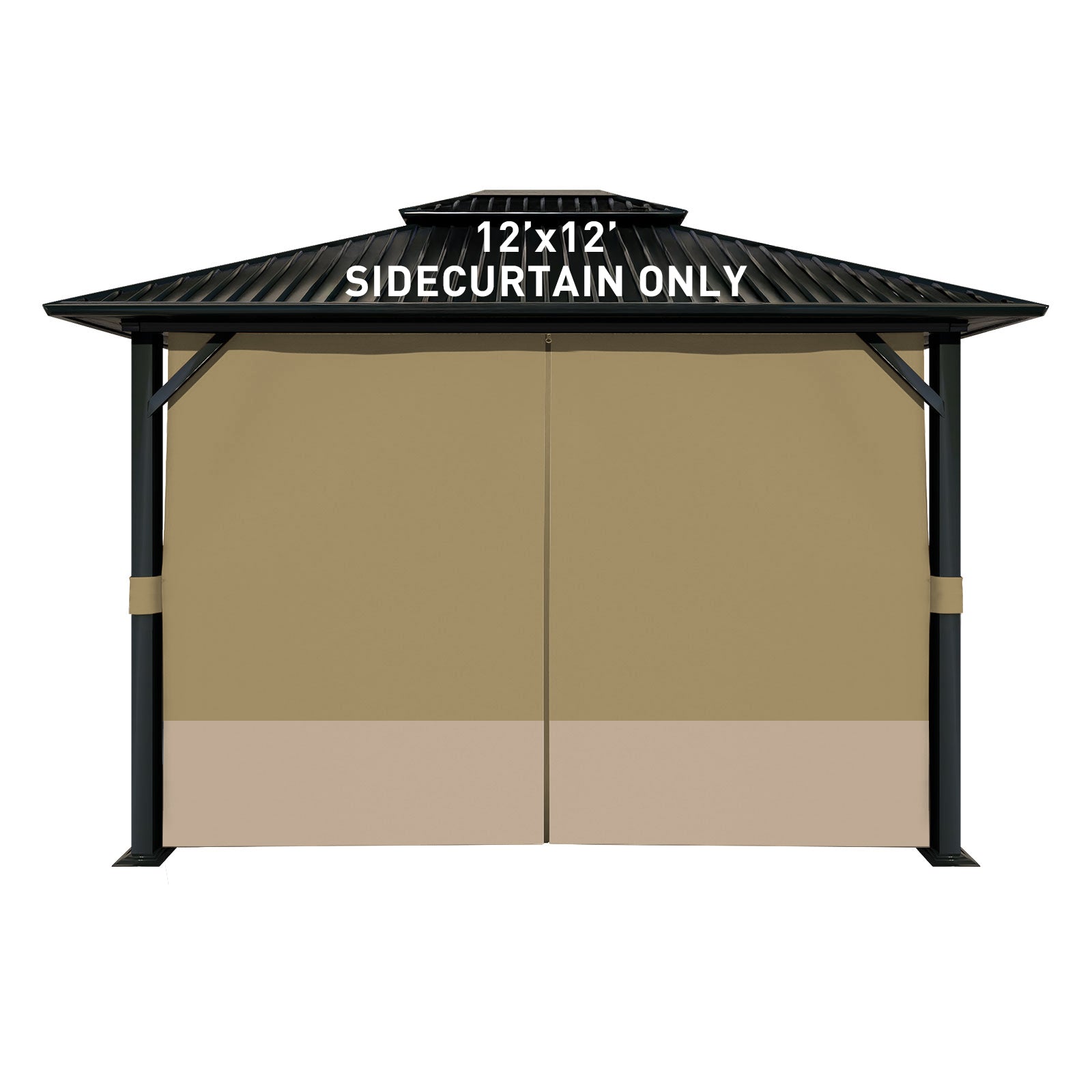Outdoor Gazebo Curtains, 4 Panels Privacy Sidewall Replacement (Curtain Only) - Khaki and Sand Yellow - Aoodor 