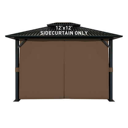 Outdoor Gazebo Curtains, 4 Panels Privacy Sidewall Replacement (Curtain Only) - Brown - Aoodor 