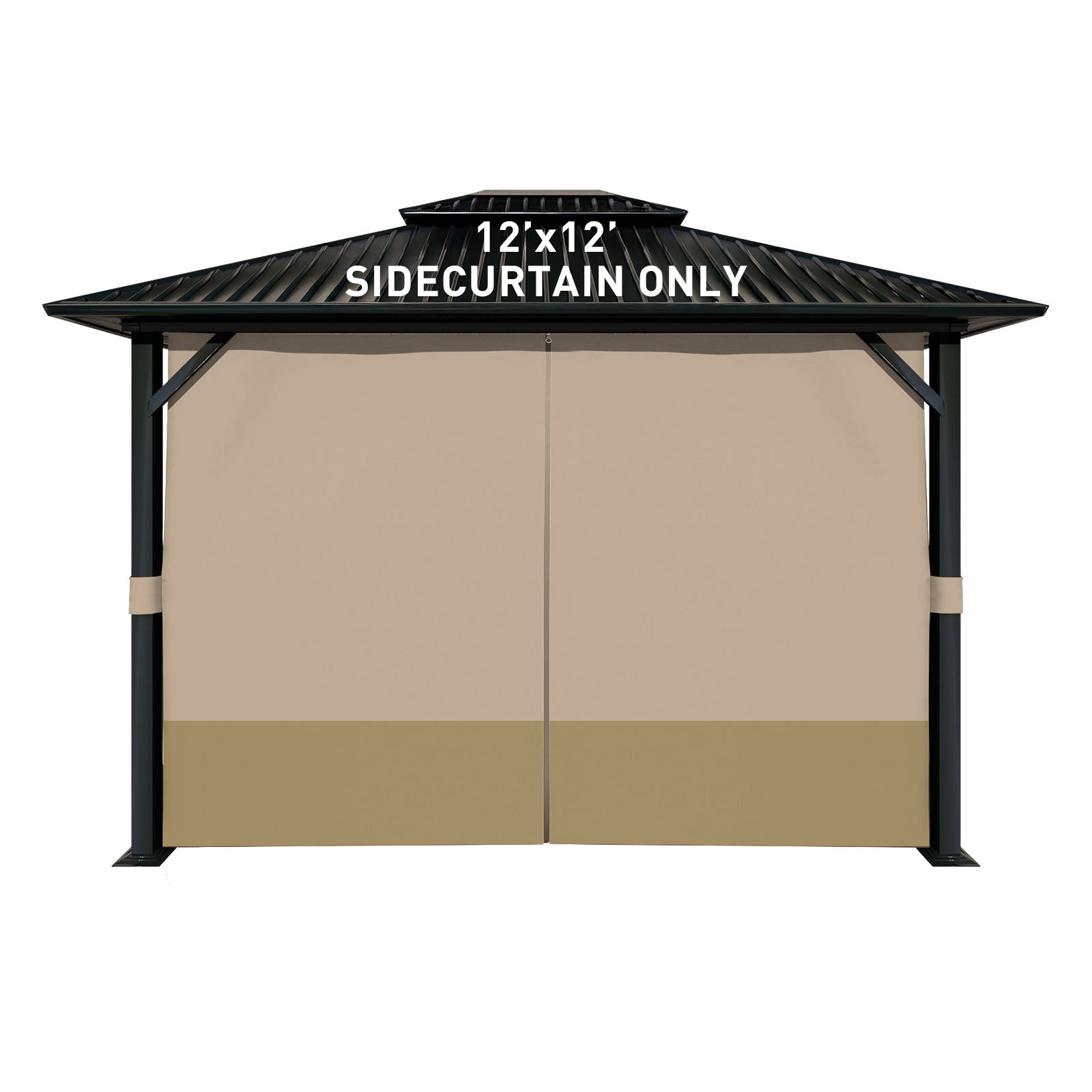 Outdoor Gazebo Curtains, 4 Panels Privacy Sidewall Replacement (Curtain Only) - Sand Yellow and Khaki - Aoodor 