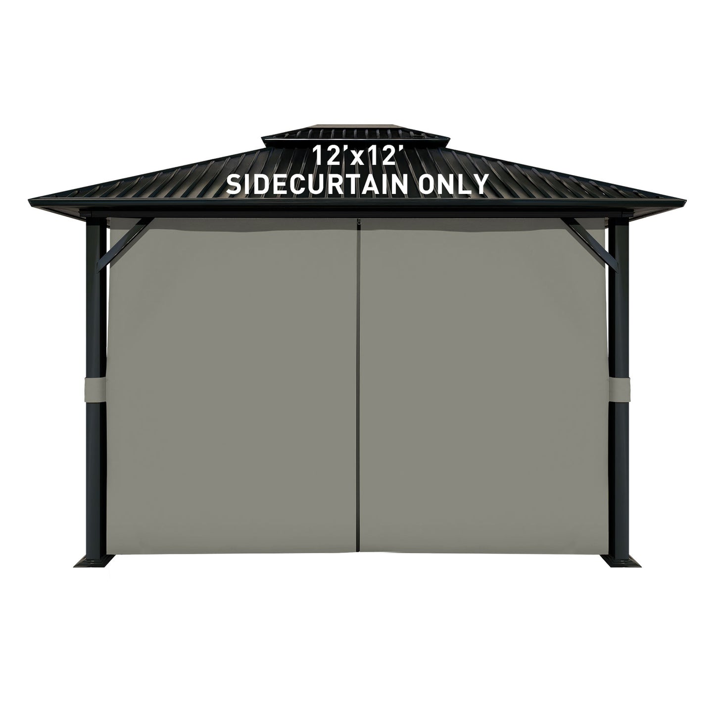 Outdoor Gazebo Curtains, 4 Panels Privacy Sidewall Replacement (Curtain Only) - Grey - Aoodor 