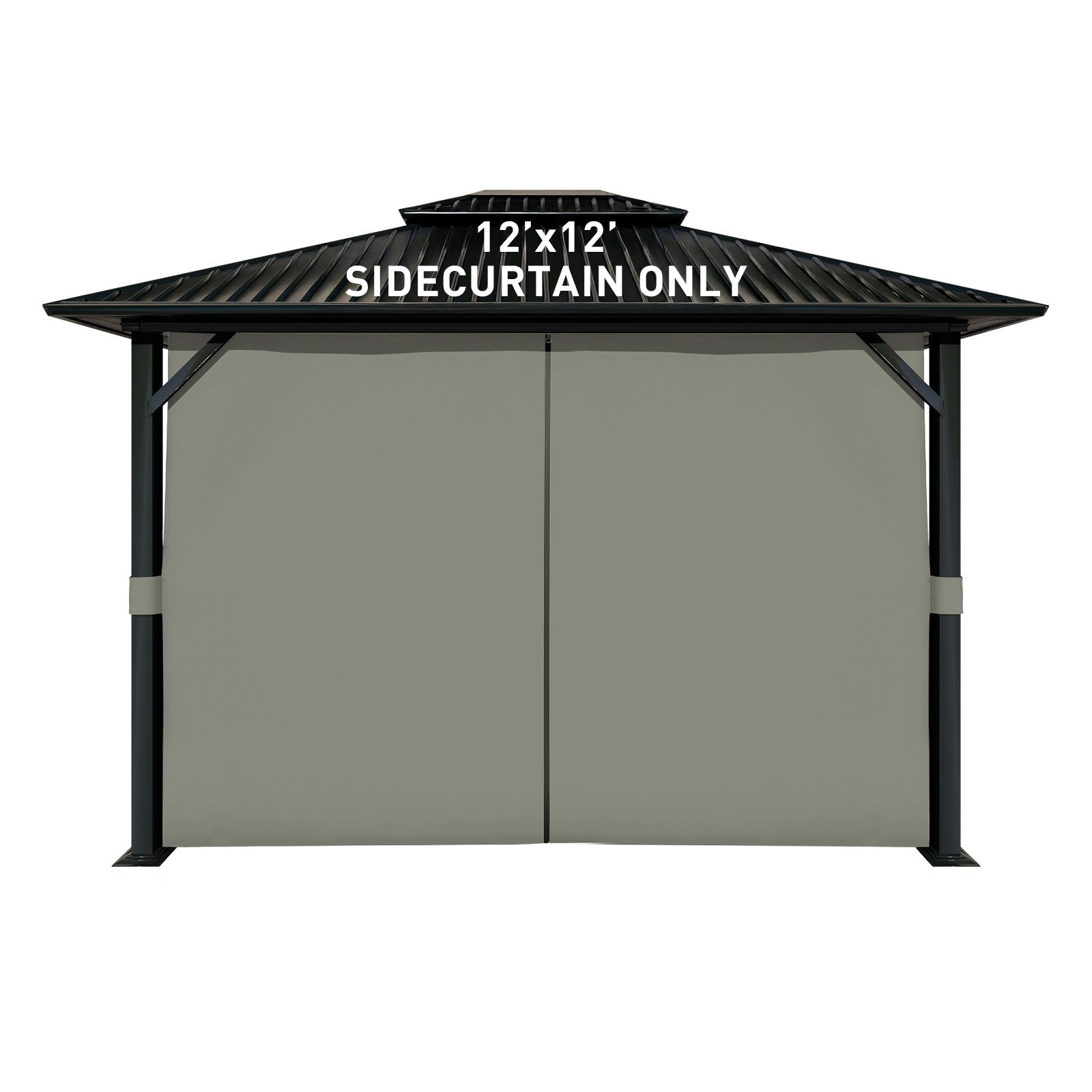 Outdoor Gazebo Curtains, 4 Panels Privacy Sidewall Replacement (Curtain Only) - Grey - Aoodor 