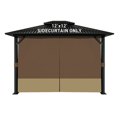 Outdoor Gazebo Curtains, 4 Panels Privacy Sidewall Replacement (Curtain Only) - Coffee and Khaki - Aoodor 