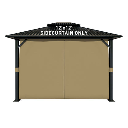 Outdoor Gazebo Curtains, 4 Panels Privacy Sidewall Replacement (Curtain Only) - Khaki - Aoodor 