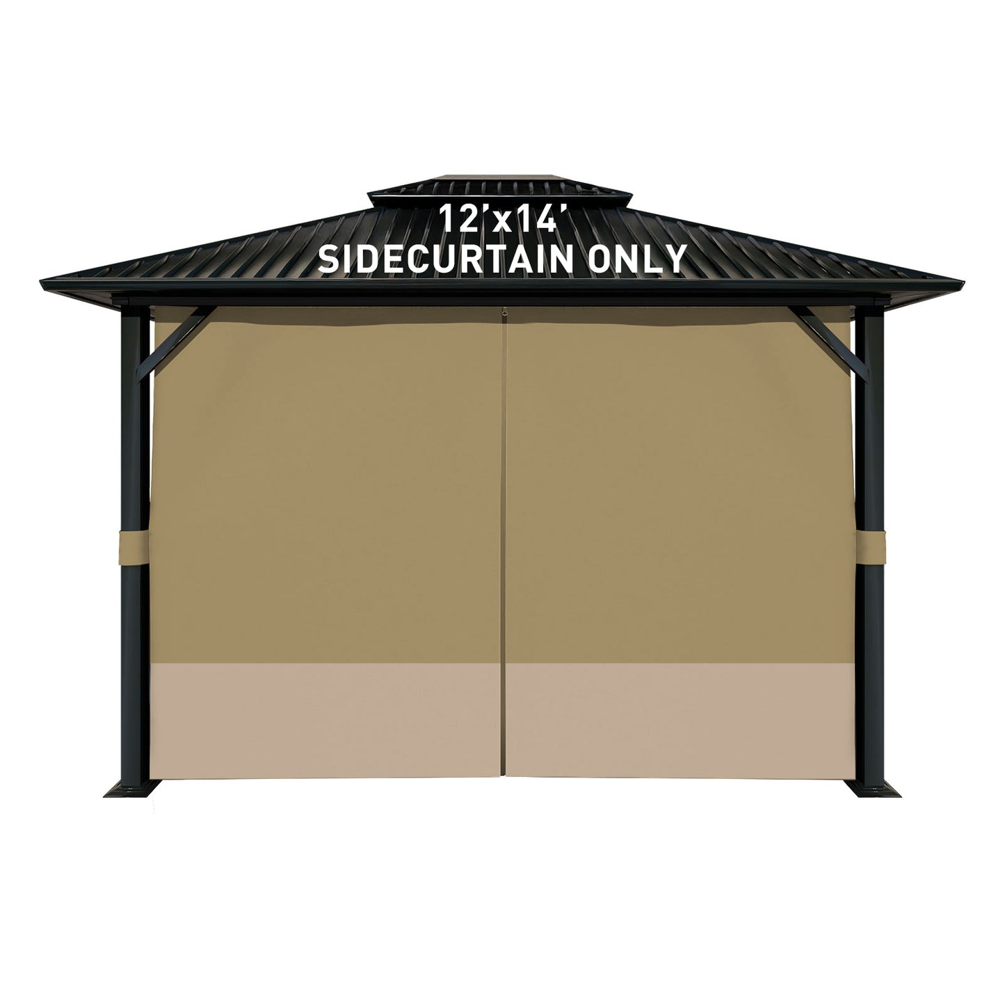 Outdoor Gazebo Curtains, 4 Panels Privacy Sidewall Replacement (Curtain Only) - Khaki and Sand Yellow - Aoodor 
