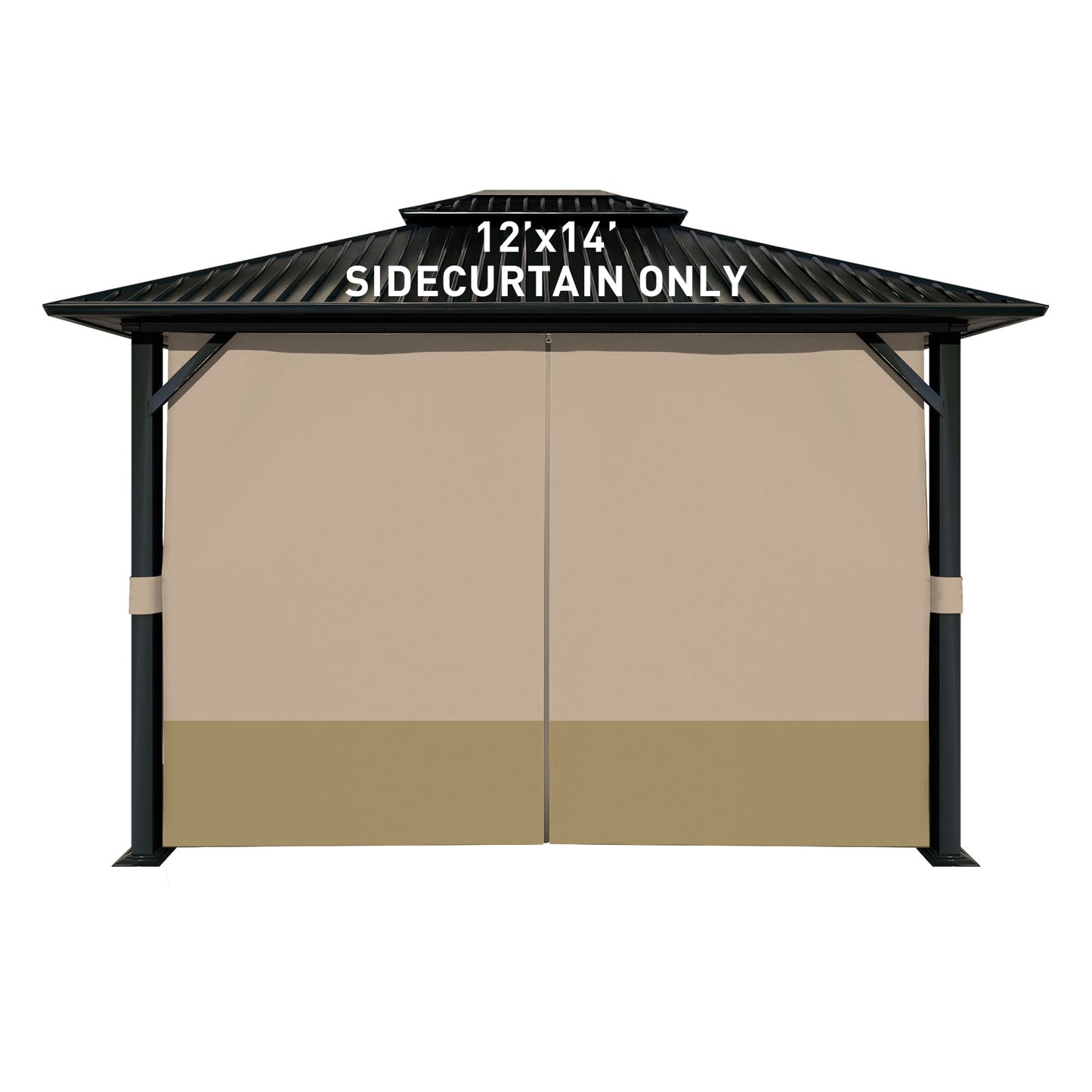 Outdoor Gazebo Curtains, 4 Panels Privacy Sidewall Replacement (Curtain Only) - Sand Yellow and Khaki - Aoodor 