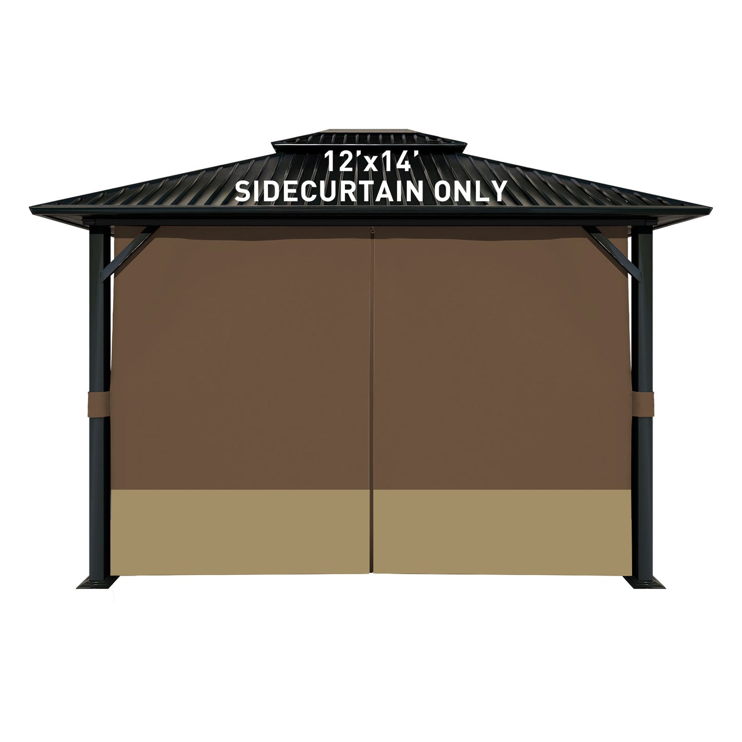 Outdoor Gazebo Curtains, 4 Panels Privacy Sidewall Replacement (Curtain Only) - Coffee and Khaki - Aoodor 
