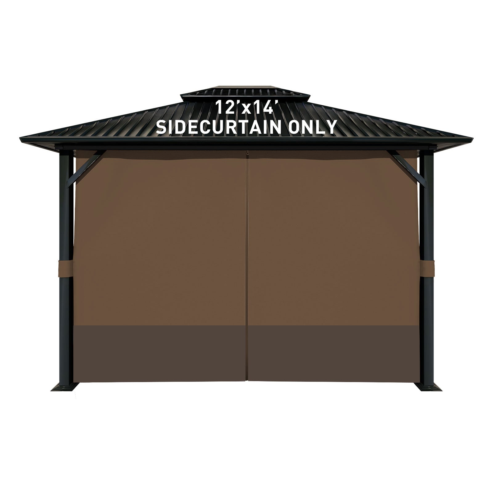Outdoor Gazebo Curtains, 4 Panels Privacy Sidewall Replacement (Curtain Only) - Brown and Coffee - Aoodor 
