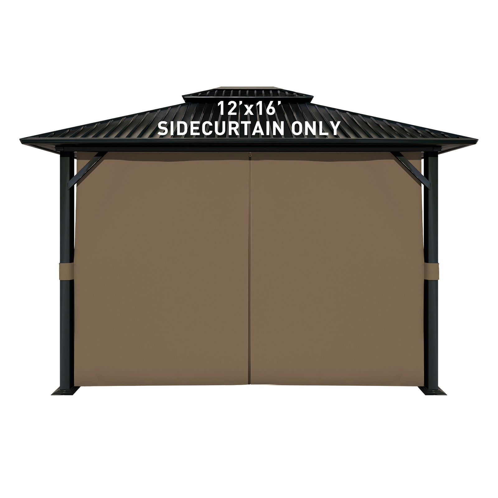 Outdoor Gazebo Curtains, 4 Panels Privacy Sidewall Replacement (Curtain Only) - Light Coffee - Aoodor 