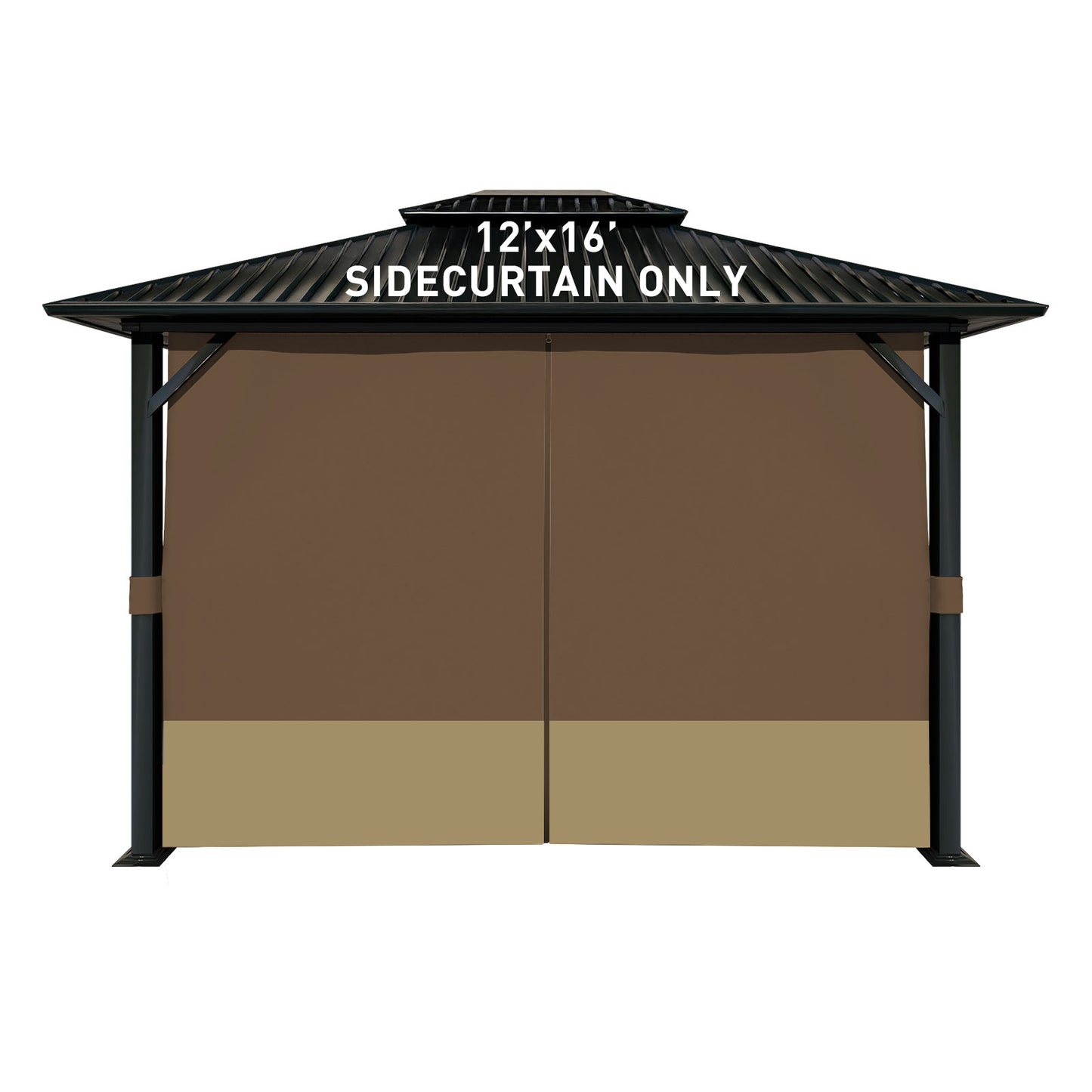 Outdoor Gazebo Curtains, 4 Panels Privacy Sidewall Replacement (Curtain Only) - Coffee and Khaki - Aoodor 