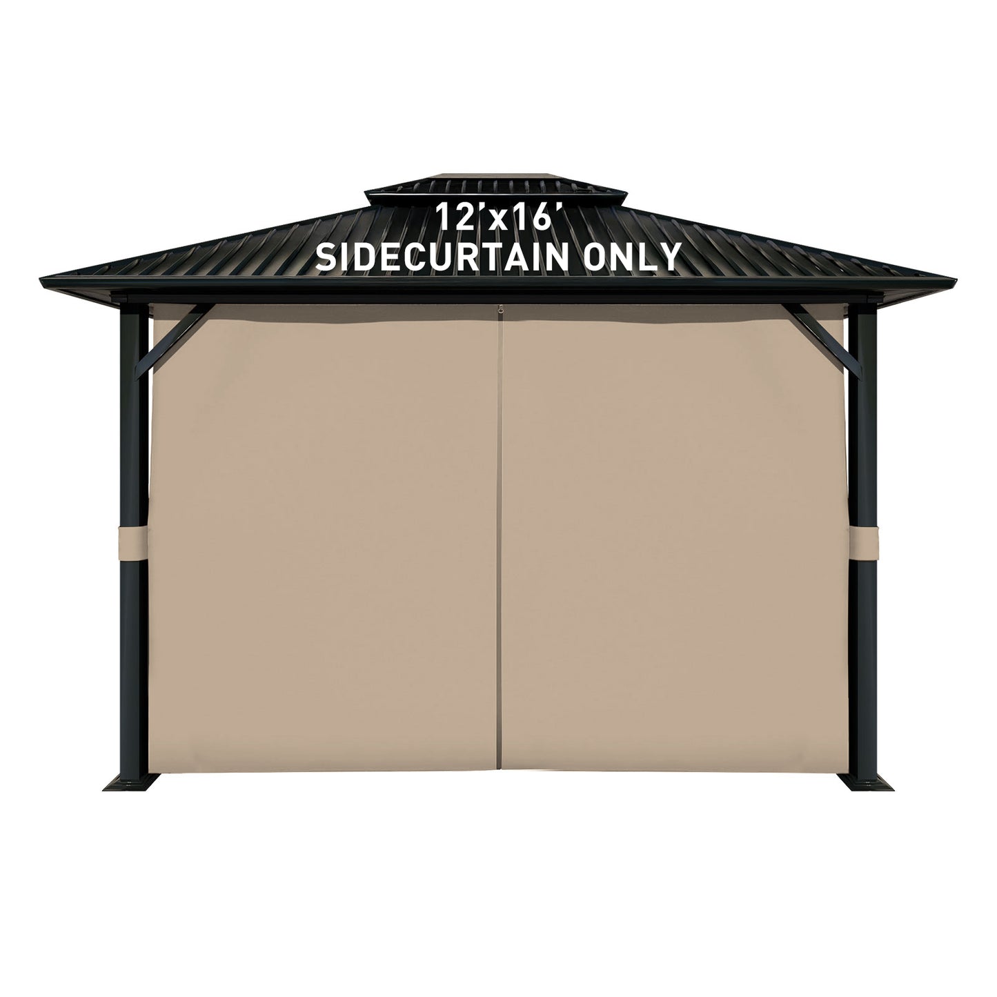 Outdoor Gazebo Curtains, 4 Panels Privacy Sidewall Replacement (Curtain Only) - Sand Yellow - Aoodor 