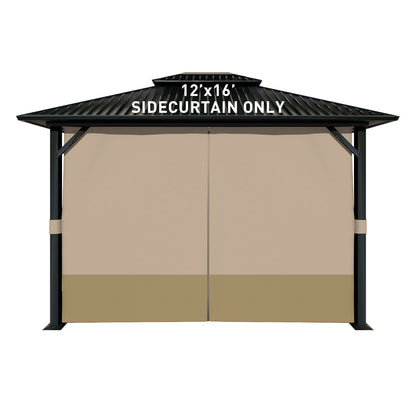 Outdoor Gazebo Curtains, 4 Panels Privacy Sidewall Replacement (Curtain Only) - Sand Yellow and Khaki - Aoodor 