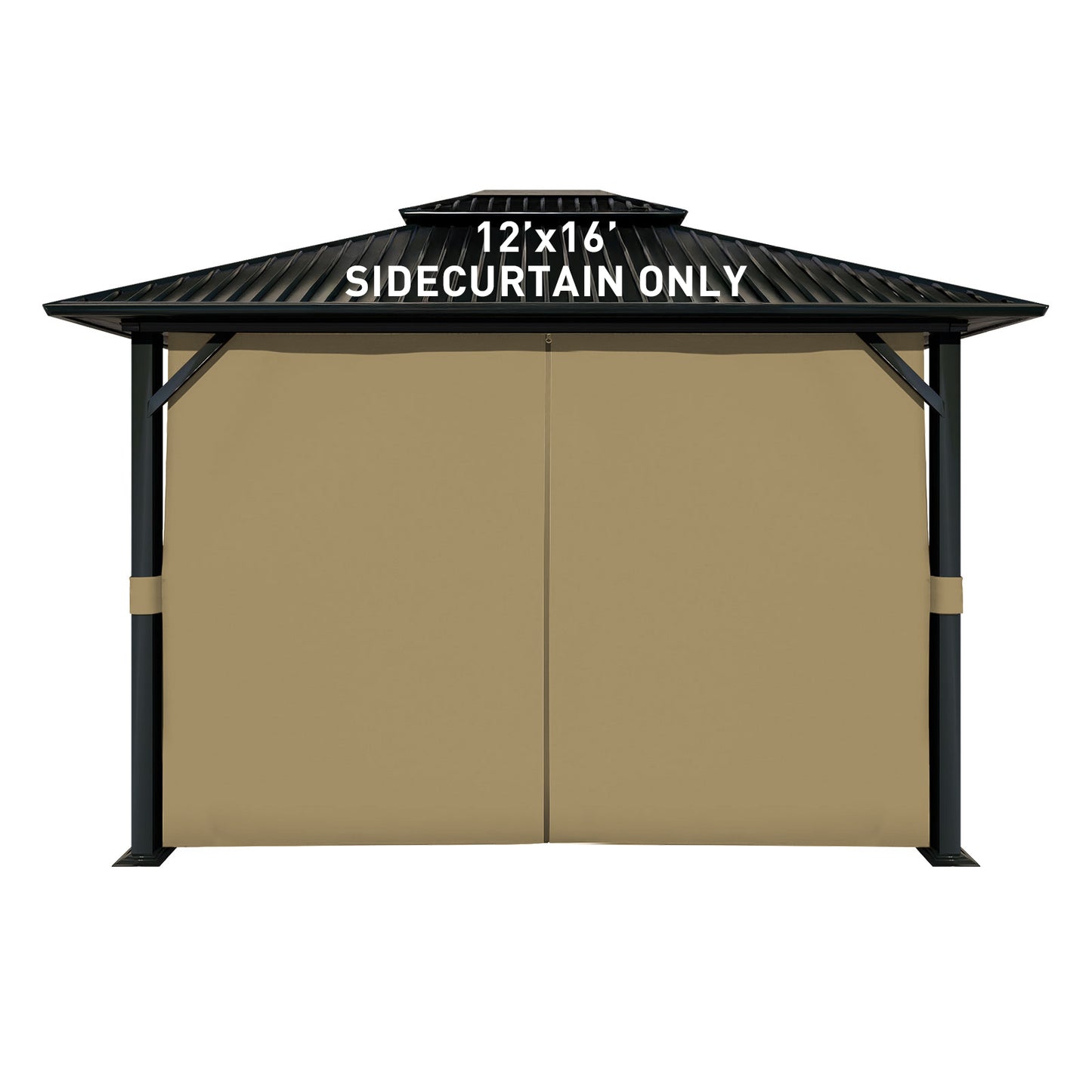 Outdoor Gazebo Curtains, 4 Panels Privacy Sidewall Replacement (Curtain Only) - Khaki - Aoodor 