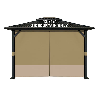 Outdoor Gazebo Curtains, 4 Panels Privacy Sidewall Replacement (Curtain Only) - Khaki and Sand Yellow - Aoodor 