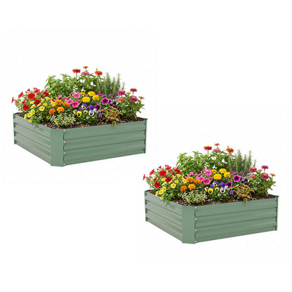 2-Pack 11" Tall Metal Raised Garden Bed, Galvanized Steel Planter Box - 3'x3'