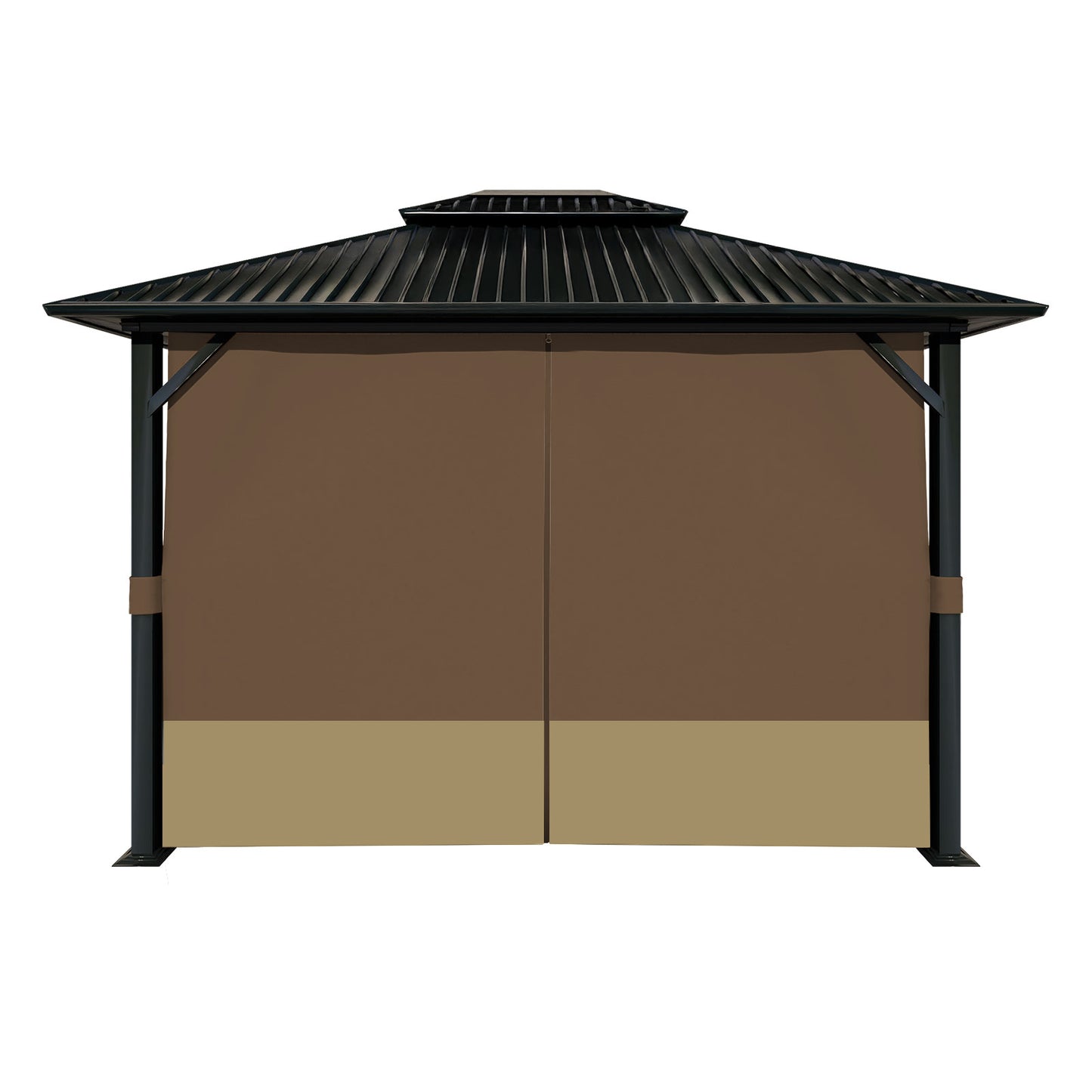 Outdoor Gazebo Curtains, 4 Panels Privacy Sidewall Replacement (Curtain Only) - Coffee and Khaki - Aoodor 