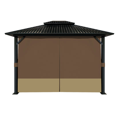 Outdoor Gazebo Curtains, 4 Panels Privacy Sidewall Replacement (Curtain Only) - Coffee and Khaki - Aoodor 