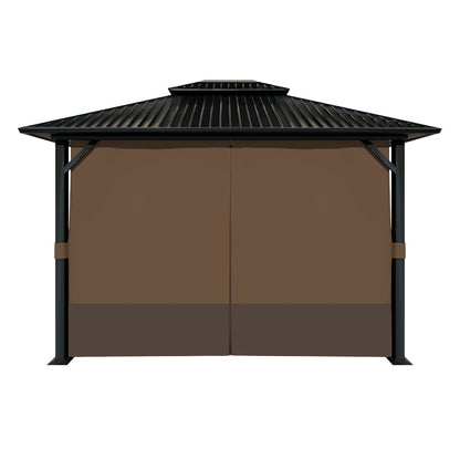 Outdoor Gazebo Curtains, 4 Panels Privacy Sidewall Replacement (Curtain Only) - Brown and Coffee - Aoodor 
