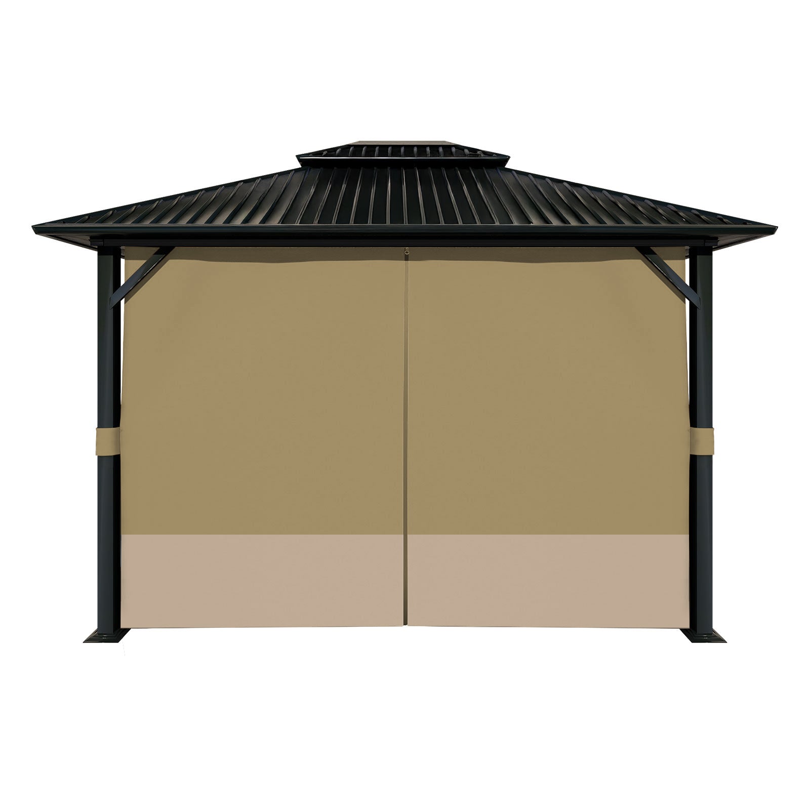 Outdoor Gazebo Curtains, 4 Panels Privacy Sidewall Replacement (Curtain Only) - Khaki and Sand Yellow - Aoodor 