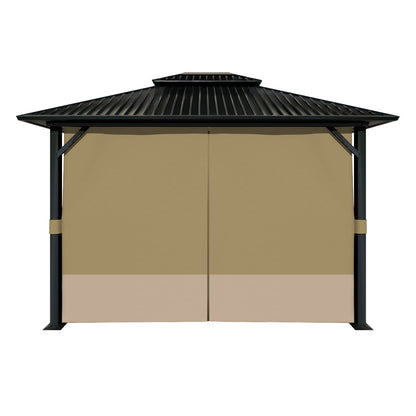 Outdoor Gazebo Curtains, 4 Panels Privacy Sidewall Replacement (Curtain Only) - Khaki and Sand Yellow - Aoodor 