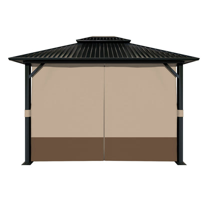 Outdoor Gazebo Curtains, 4 Panels Privacy Sidewall Replacement (Curtain Only) - Sand Yellow and Brown - Aoodor 