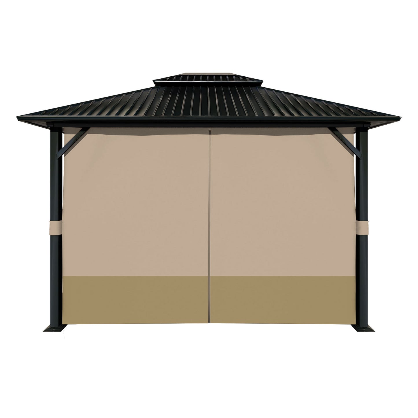 Outdoor Gazebo Curtains, 4 Panels Privacy Sidewall Replacement (Curtain Only) - Sand Yellow and Khaki - Aoodor 