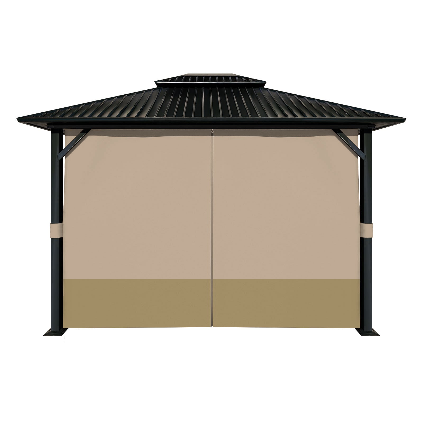 Outdoor Gazebo Curtains, 4 Panels Privacy Sidewall Replacement (Curtain Only) - Sand Yellow and Khaki - Aoodor 