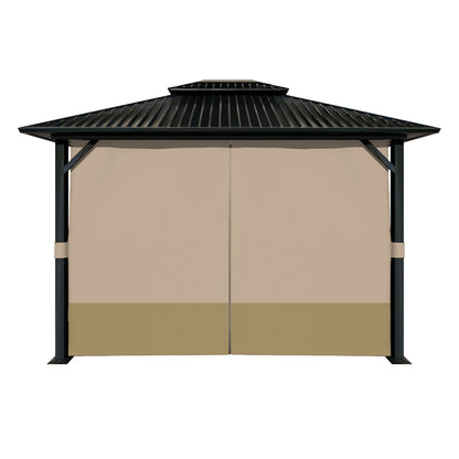 Outdoor Gazebo Curtains, 4 Panels Privacy Sidewall Replacement (Curtain Only) - Sand Yellow and Khaki - Aoodor 
