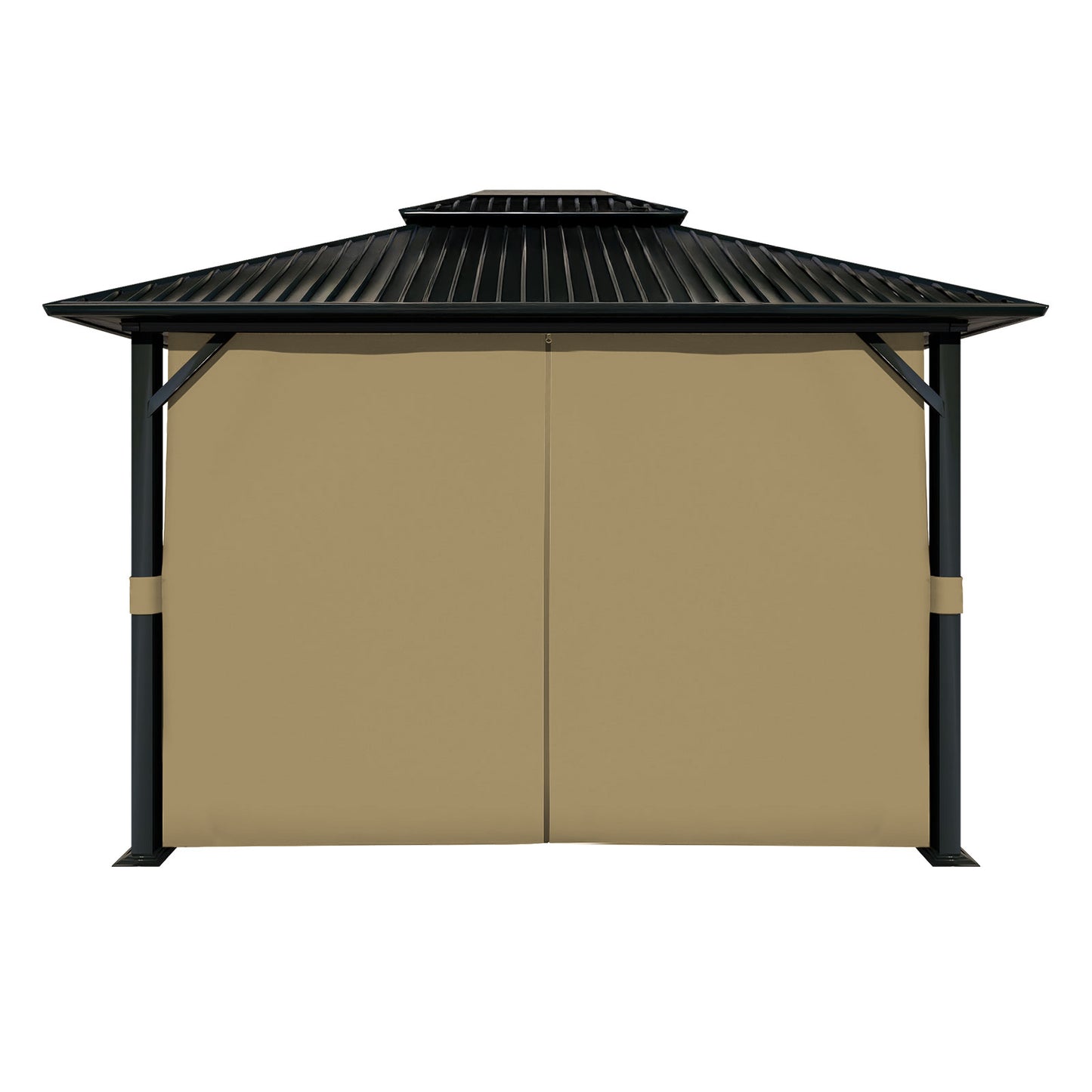 Outdoor Gazebo Curtains, 4 Panels Privacy Sidewall Replacement (Curtain Only) - Khaki - Aoodor 
