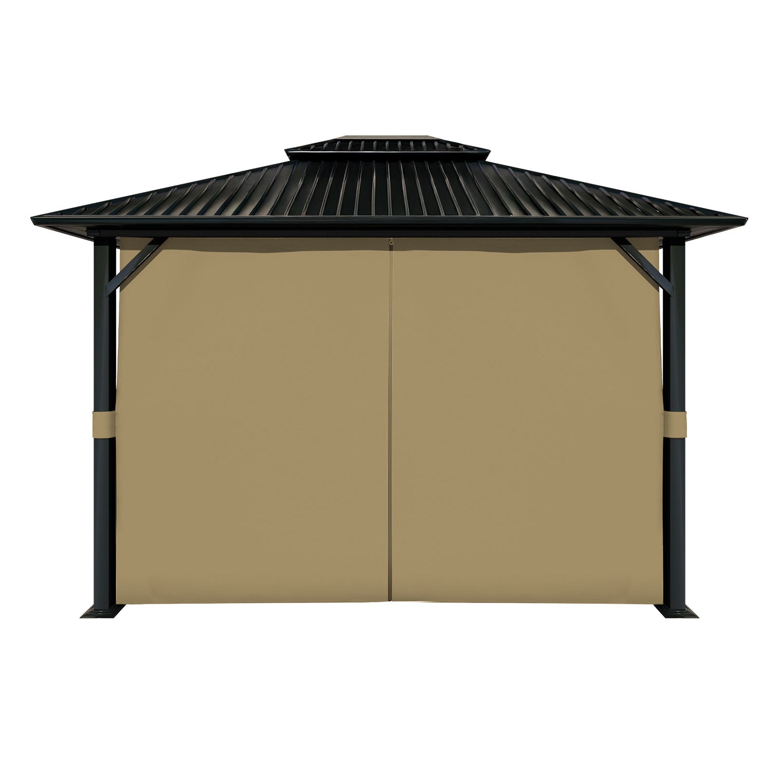 Outdoor Gazebo Curtains, 4 Panels Privacy Sidewall Replacement (Curtain Only) - Khaki - Aoodor 
