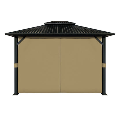 Outdoor Gazebo Curtains, 4 Panels Privacy Sidewall Replacement (Curtain Only) - Khaki - Aoodor 