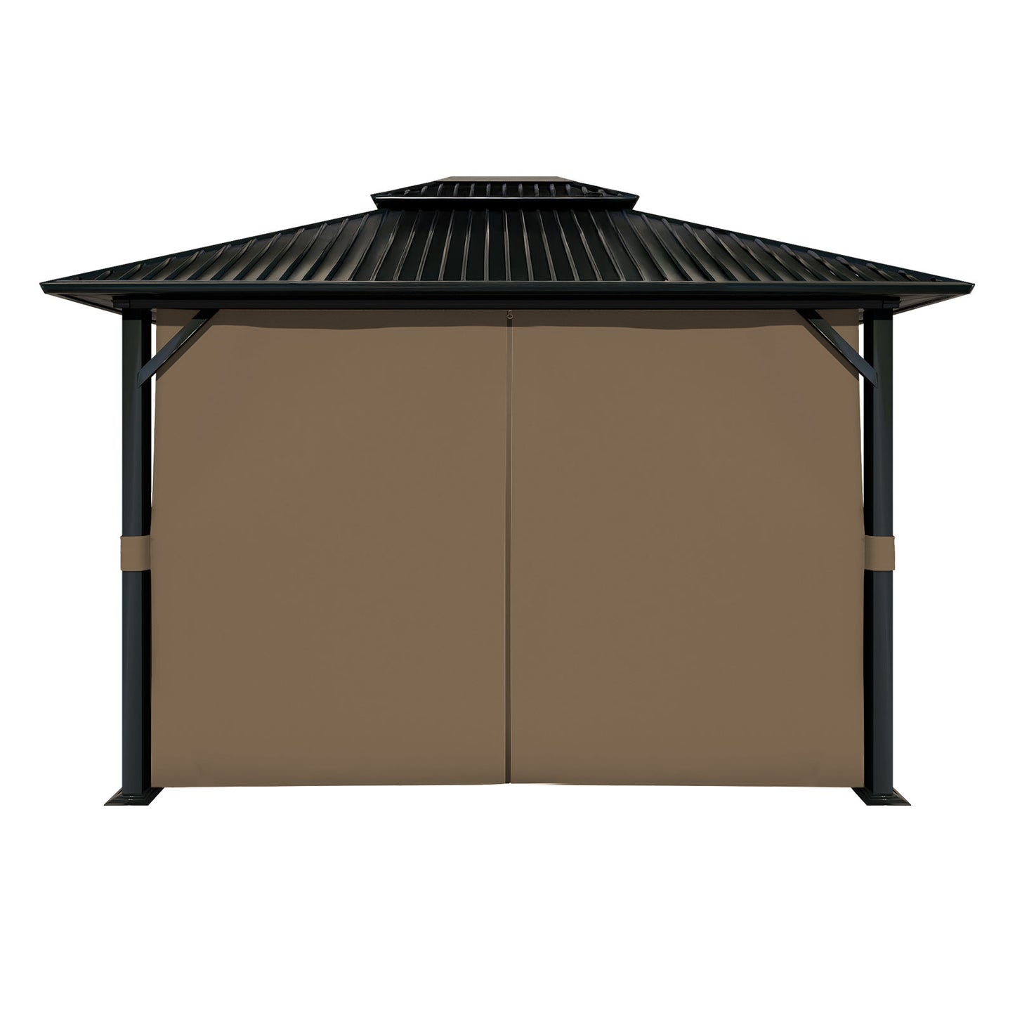 Outdoor Gazebo Curtains, 4 Panels Privacy Sidewall Replacement (Curtain Only) - Light Coffee - Aoodor 