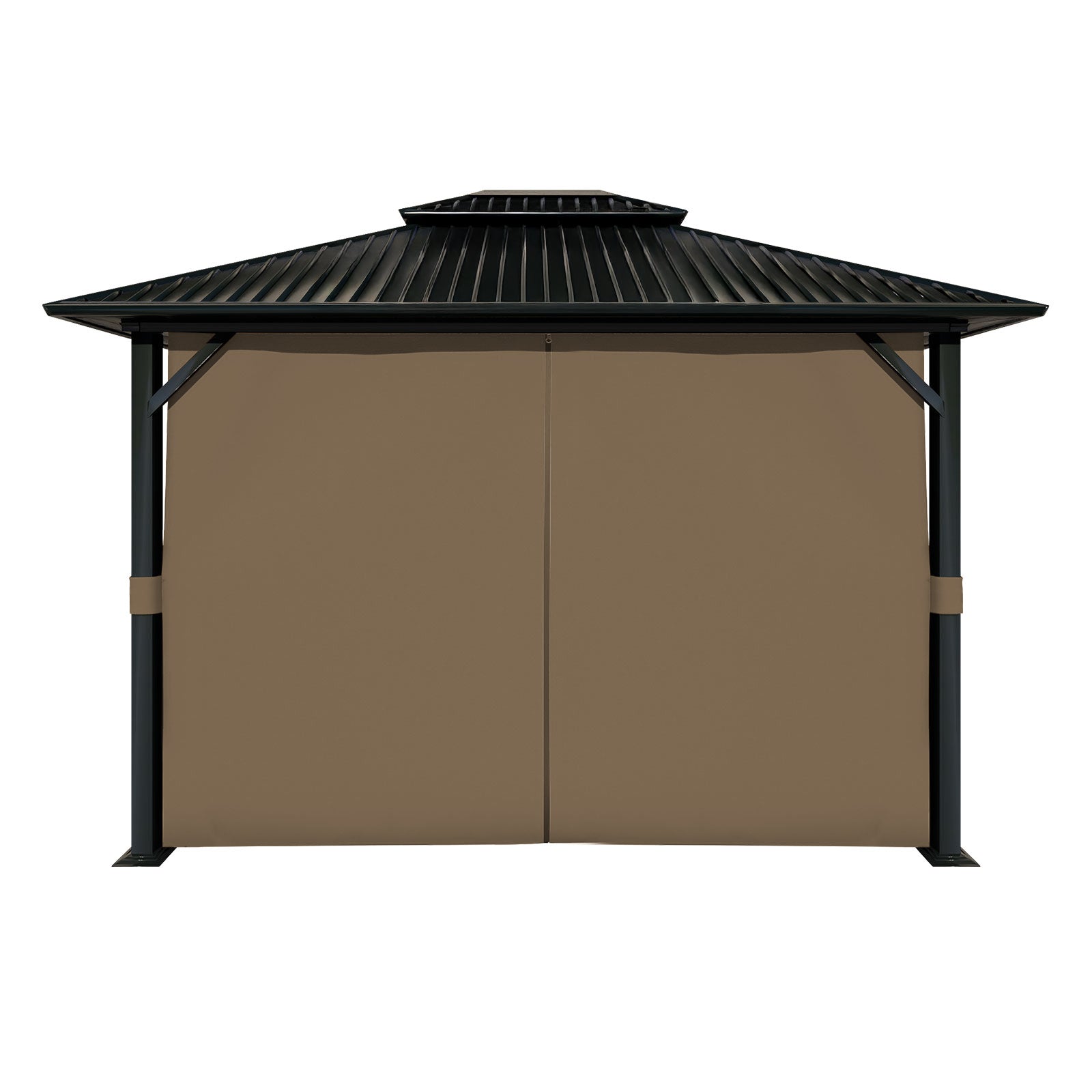 Outdoor Gazebo Curtains, 4 Panels Privacy Sidewall Replacement (Curtain Only) - Light Coffee - Aoodor 