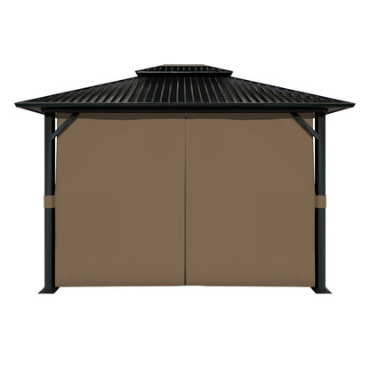 Outdoor Gazebo Curtains, 4 Panels Privacy Sidewall Replacement (Curtain Only) - Light Coffee - Aoodor 