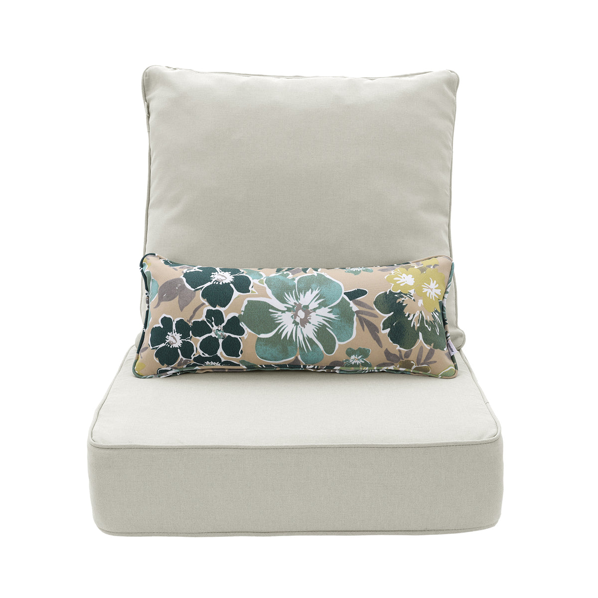Outdoor Deep Seat Cushion Set with Lumbar Pillow, Light Gray
