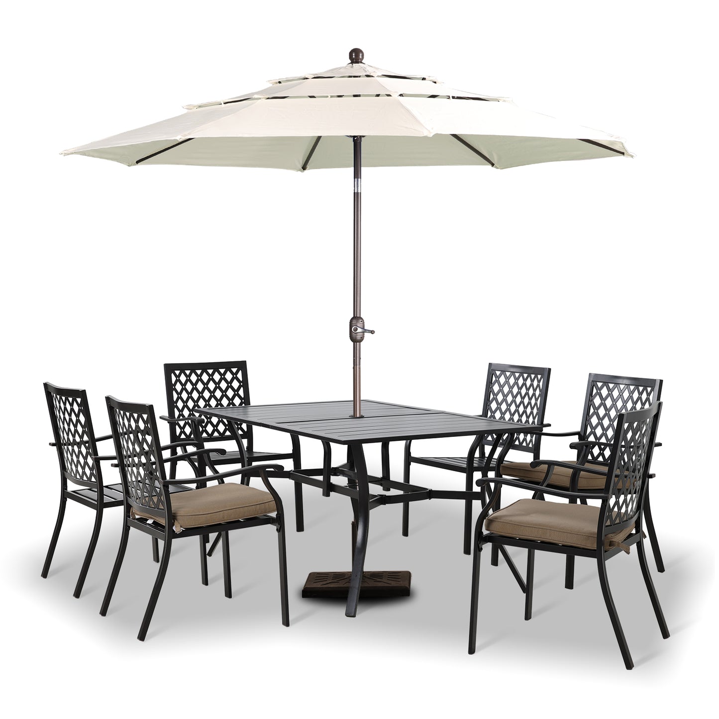3 Tier 10ft. Patio Umbrella - Market Umbrella with Crank (No Base) - Aoodor 