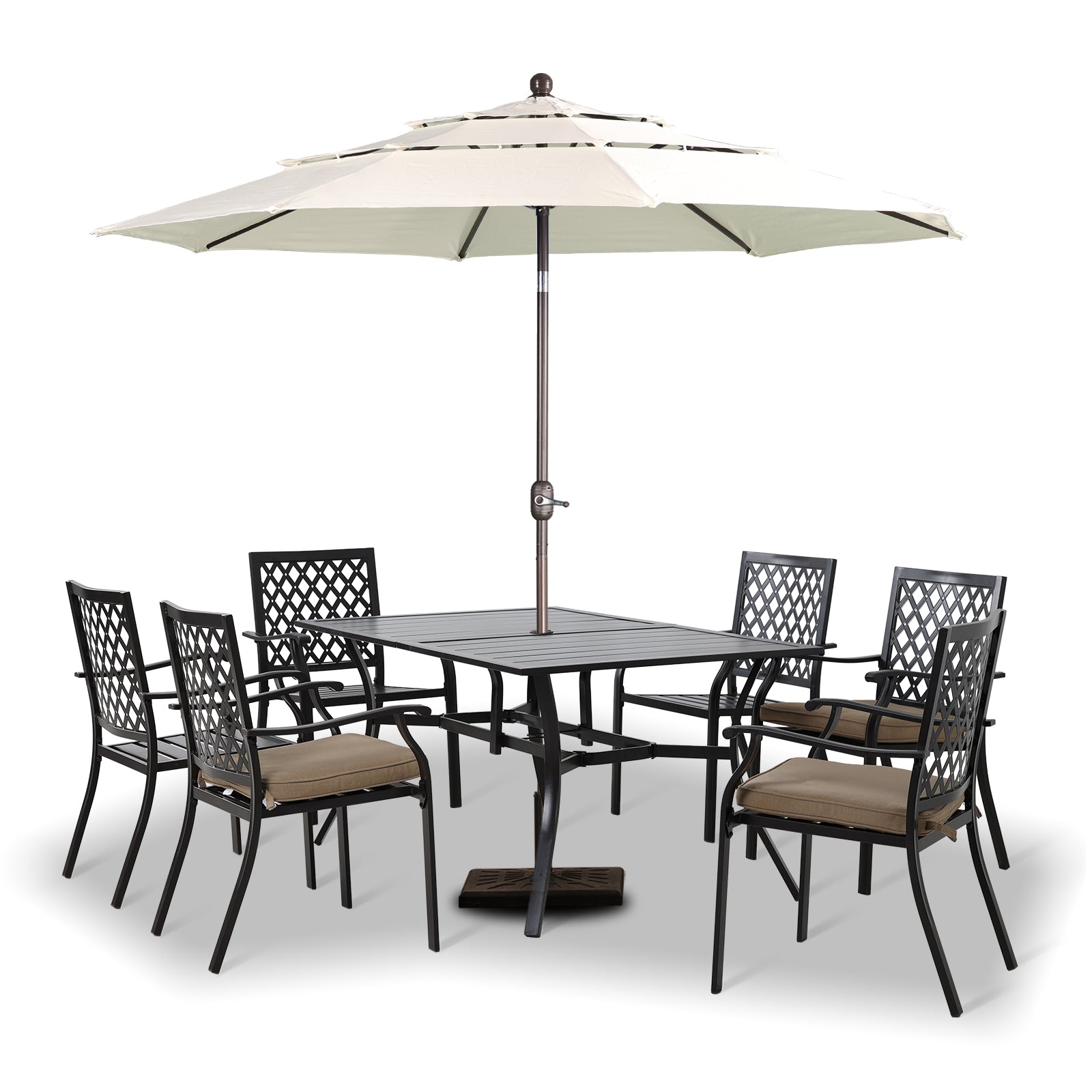 3 Tier 10ft. Patio Umbrella - Market Umbrella with Crank (No Base) - Aoodor 