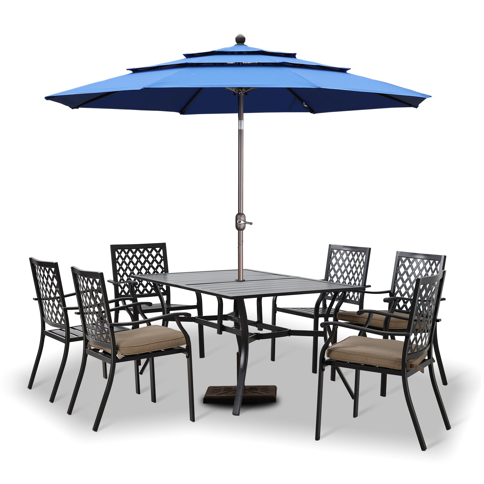 3 Tier 10ft. Patio Umbrella - Market Umbrella with Crank (No Base) - Aoodor 